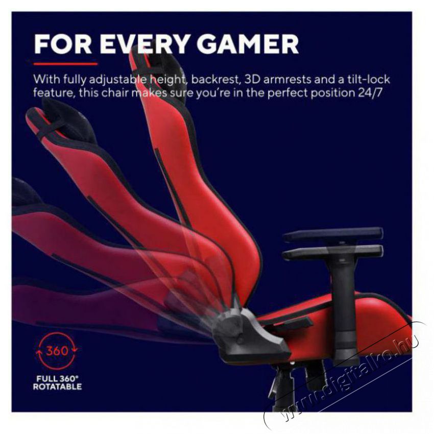 Trust GXT714R RUYA ECO Gaming Chair, piros Iroda &eacute;s sz&aacute;m&iacute;t&aacute;stechnika - Egy&eacute;b sz&aacute;m&iacute;t&aacute;stechnikai term&eacute;k - 518464