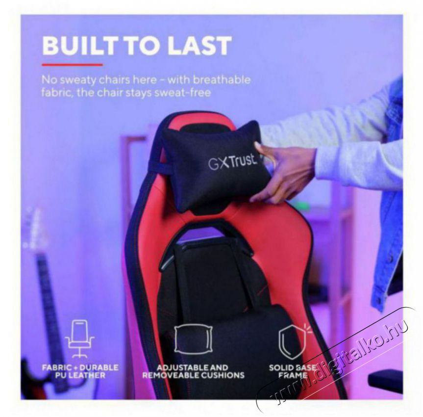 Trust GXT714R RUYA ECO Gaming Chair, piros Iroda &eacute;s sz&aacute;m&iacute;t&aacute;stechnika - Egy&eacute;b sz&aacute;m&iacute;t&aacute;stechnikai term&eacute;k - 518464
