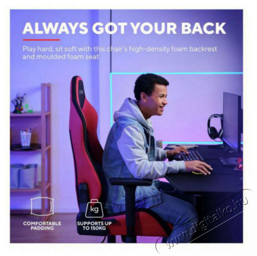 Trust GXT714R RUYA ECO Gaming Chair, piros Iroda &eacute;s sz&aacute;m&iacute;t&aacute;stechnika - Egy&eacute;b sz&aacute;m&iacute;t&aacute;stechnikai term&eacute;k - 518464