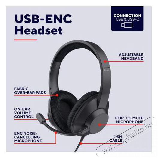 Trust AYDA MAX USB-ENC Audio-Video / Hifi / Multim&eacute;dia - F&uuml;l &eacute;s Fejhallgat&oacute;k - Fejhallgat&oacute; - 519238