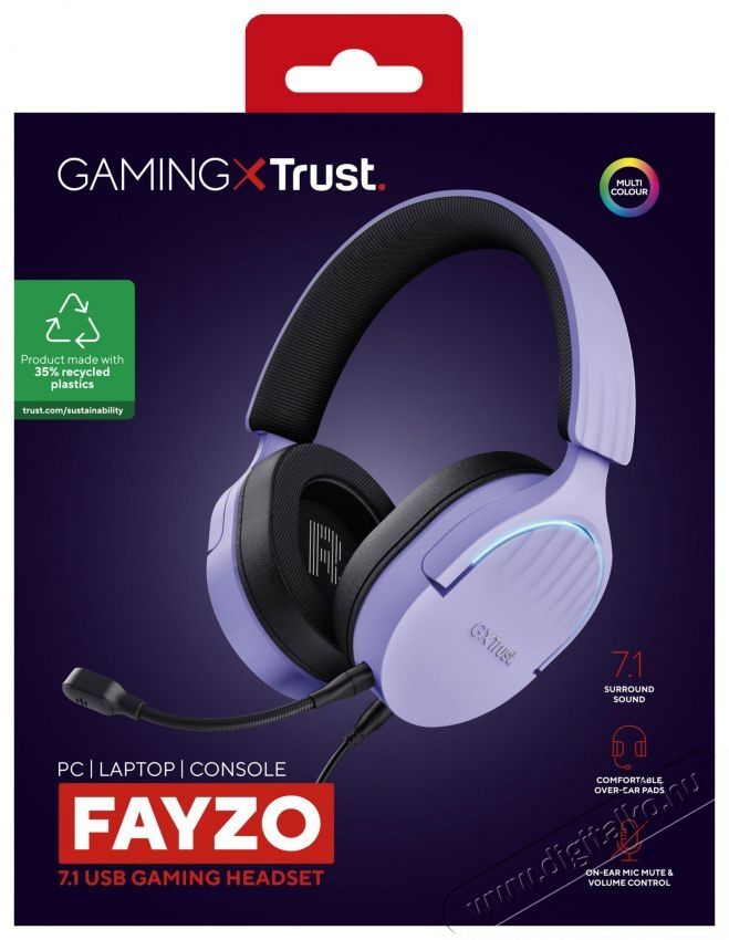 Trust GXT490 Fayzo 7.1 USB Headset Eco Friendly Purple Audio-Video / Hifi / Multim&eacute;dia - F&uuml;l &eacute;s Fejhallgat&oacute;k - Fejhallgat&oacute; mikrofonnal / headset - 530204