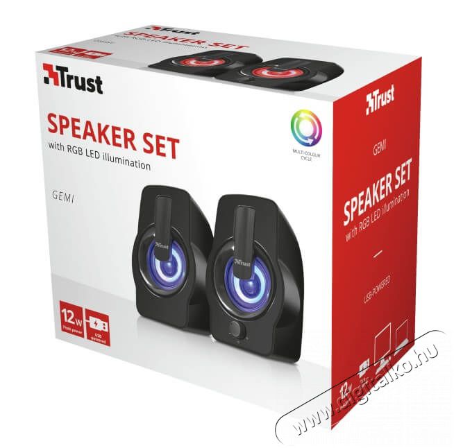 Trust Gemi RGB 2.0 12W hangsz&oacute;r&oacute; - fekete Iroda &eacute;s sz&aacute;m&iacute;t&aacute;stechnika - PC hangsz&oacute;r&oacute; / hangfal - 368547