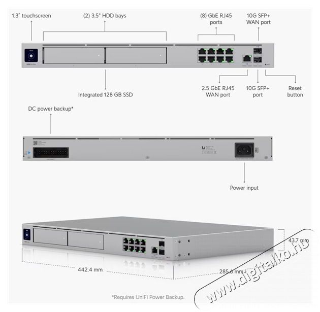 UBIQUITI UniFi Dream Machine PRO MAX 8xGbE LAN 1x2.5GbE WAN 2xSFP+ port (Switch, Tűzfal, Controller, VPN)h&aacute;l&oacute;zati eszk&ouml;z Iroda &eacute;s sz&aacute;m&iacute;t&aacute;stechnika - H&aacute;l&oacute;zat - Switch - 514739
