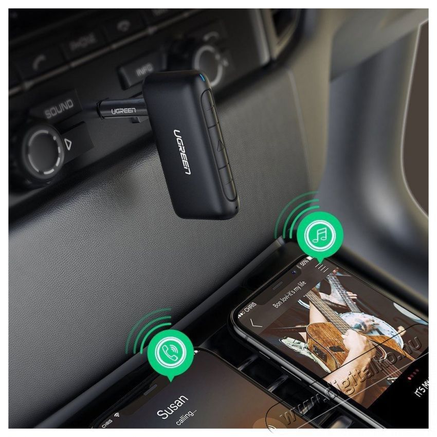 Ugreen Car & Home Bluetooth 5.0 Receiver Audio Adapter Handsfree Black Aut&oacute;hifi / Aut&oacute; felszerel&eacute;s - Aut&oacute;s / aut&oacute;hifi kieg&eacute;sz&iacute;tő - Egy&eacute;b aut&oacute;s kieg&eacute;sz&iacute;tő - 529110