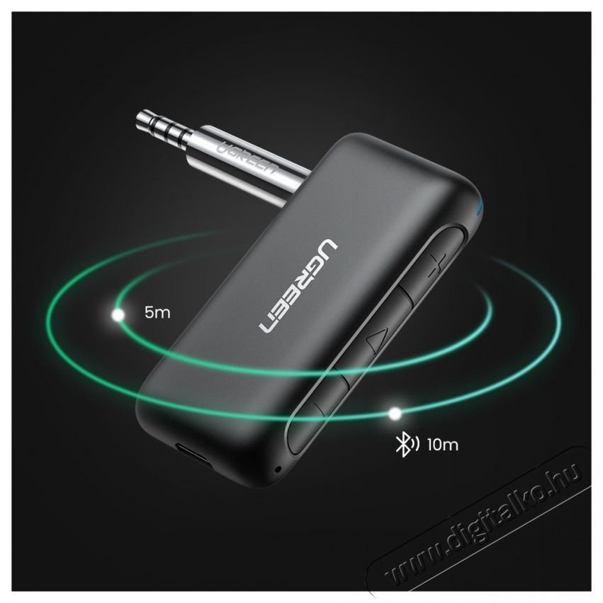 Ugreen Car & Home Bluetooth 5.0 Receiver Audio Adapter Handsfree Black Aut&oacute;hifi / Aut&oacute; felszerel&eacute;s - Aut&oacute;s / aut&oacute;hifi kieg&eacute;sz&iacute;tő - Egy&eacute;b aut&oacute;s kieg&eacute;sz&iacute;tő - 529110