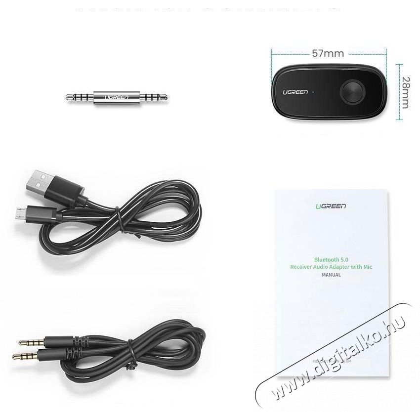 Ugreen Car & Home Bluetooth 5.0 Receiver aptX Audio Adapter Handsfree Black Aut&oacute;hifi / Aut&oacute; felszerel&eacute;s - Aut&oacute;s / aut&oacute;hifi kieg&eacute;sz&iacute;tő - Egy&eacute;b aut&oacute;s kieg&eacute;sz&iacute;tő - 529109