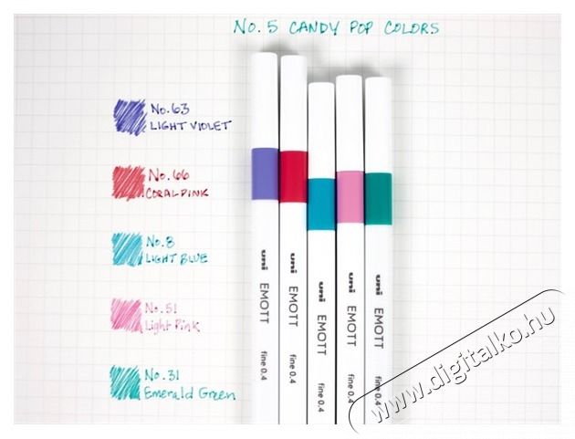 UNI Emott No.5 Candy Pop Colors 5db-os vegyes sz&iacute;nű tűfilc k&eacute;szlet Iroda &eacute;s sz&aacute;m&iacute;t&aacute;stechnika - Egy&eacute;b sz&aacute;m&iacute;t&aacute;stechnikai term&eacute;k - 427246