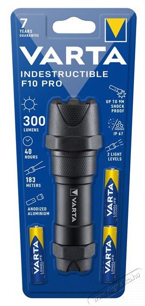 Varta 18710101421 Indestructible F10 Pro/3AAA/300 lumen/eleml&aacute;mpa H&aacute;ztart&aacute;s / Otthon / K&uuml;lt&eacute;r - Vil&aacute;g&iacute;t&aacute;s / elektromoss&aacute;g - Zsebl&aacute;mpa / eleml&aacute;mpa - 386639
