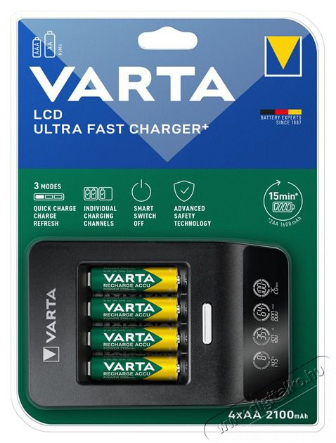 Varta 57685101441 LCD Ultra Fast Charger/4db AA 2100mAh akku/akku t&ouml;ltő Akkuk &eacute;s t&ouml;ltők - Elem m&eacute;retű akku &eacute;s t&ouml;ltő - Szettben - 386619