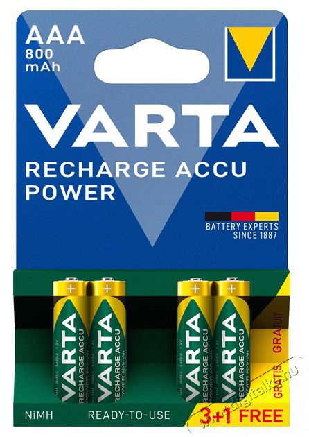 Varta 56703101494 AAA 800mAh NiMh akku 3+1 db/bliszter Akkuk &eacute;s t&ouml;ltők - Elem m&eacute;retű akku &eacute;s t&ouml;ltő - Akku - 388047