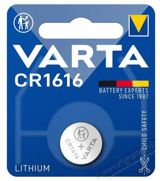 Varta 6616112401 CR1616 l&iacute;tium gombelem 1db/bliszter Akkuk &eacute;s t&ouml;ltők - Elem - 388208