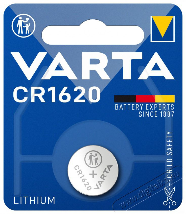 Varta 6620112401 CR1620 l&iacute;tium gombelem 1db/bliszter Akkuk &eacute;s t&ouml;ltők - Elem - 388267