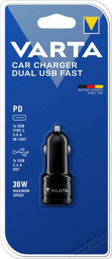 Varta 57932101401 Car Charger Dual USB Fast 1xUSB/1xUSB-C aut&oacute;s t&ouml;ltő Aut&oacute;hifi / Aut&oacute; felszerel&eacute;s - Aut&oacute;s kihangos&iacute;t&oacute; - Aut&oacute;s kihangos&iacute;t&oacute; - 398739