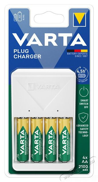 Varta 57657101451 Plug t&ouml;ltő + 4db AA 2100 mAh akkumul&aacute;tor F&eacute;nyk&eacute;pezőg&eacute;p / kamera - Sport kamera tartoz&eacute;kok - Akkumul&aacute;tor / t&ouml;ltő - 406748