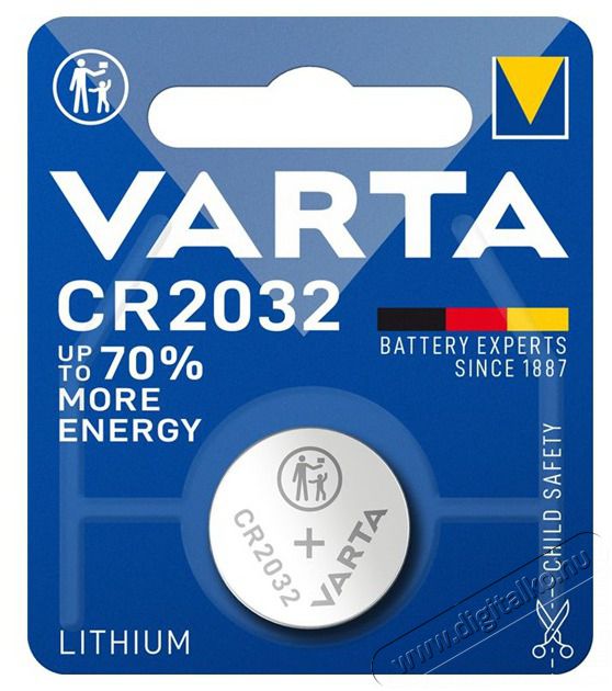 Varta 6032112401 CR2032 l&iacute;tium gombelem 1db/bliszter Akkuk &eacute;s t&ouml;ltők - Elem - 410682