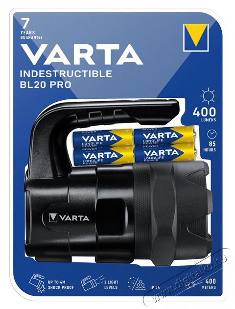 Varta 18751101421 Indestructible BL20 Pro nagy teljes&iacute;tm&eacute;nyű elem l&aacute;mpa H&aacute;ztart&aacute;s / Otthon / K&uuml;lt&eacute;r - Vil&aacute;g&iacute;t&aacute;s / elektromoss&aacute;g - Zsebl&aacute;mpa / eleml&aacute;mpa - 434582