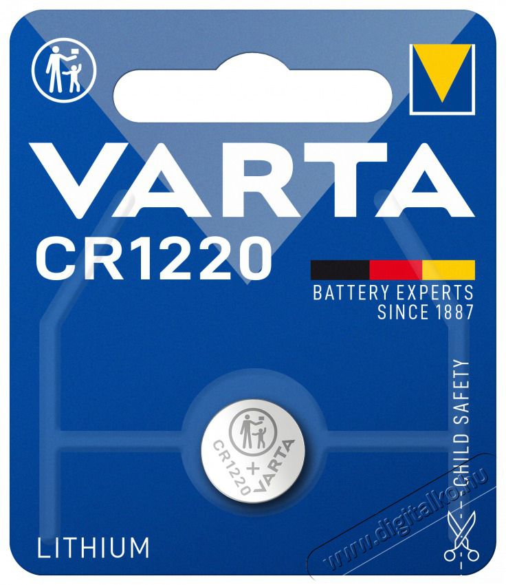 Varta 6220112401 CR1220 l&iacute;tium gombelem 1db/bliszter Akkuk &eacute;s t&ouml;ltők - Elem - 438683