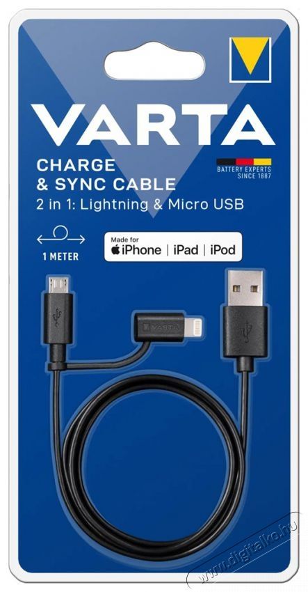 Varta 57943101401 1m 2in1 USB - microUSB/Lightning fekete adat- &eacute;s t&ouml;ltők&aacute;bel Iroda &eacute;s sz&aacute;m&iacute;t&aacute;stechnika - Sz&aacute;m&iacute;t&oacute;g&eacute;p tartoz&eacute;k - USB k&aacute;bel - 403874