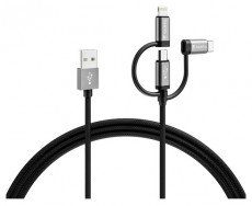 Varta 57937101111 2m 12W 3in1 USB A - Lightning/microUSB/Type C adat- &eacute;s t&ouml;ltők&aacute;bel Akkuk &eacute;s t&ouml;ltők - Li-ion akkumul&aacute;tor &eacute;s t&ouml;ltő (gy&aacute;ri) - T&ouml;ltő / h&aacute;l&oacute;zati adapter - 508286