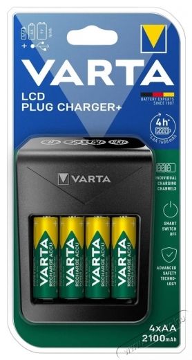 Varta LCD Plug Charger+ T&ouml;ltő + 4x AA 56706 2100 mAh Akkuk &eacute;s t&ouml;ltők - Elem m&eacute;retű akku &eacute;s t&ouml;ltő - Szettben - 538048