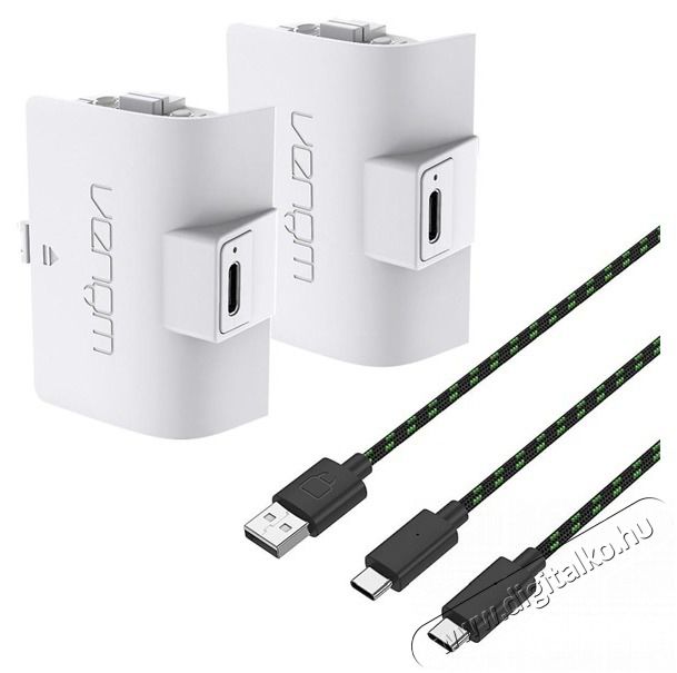 Venom VS2874 Xbox Series S & X feh&eacute;r magas kapac&iacute;t&aacute;s&uacute; (1100mAh) akkucsomag (2 db) + 3 m&eacute;ter t&ouml;ltők&aacute;bel Iroda &eacute;s sz&aacute;m&iacute;t&aacute;stechnika - J&aacute;t&eacute;k konzol - Kieg&eacute;sz&iacute;tő - 394159
