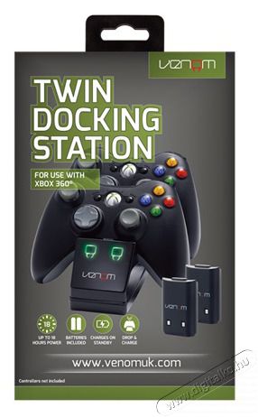 Venom VS2891 Xbox 360 Fekete dupla t&ouml;ltő&aacute;llom&aacute;s + 2db akkumul&aacute;tor Iroda &eacute;s sz&aacute;m&iacute;t&aacute;stechnika - J&aacute;t&eacute;k konzol - Kieg&eacute;sz&iacute;tő - 394150