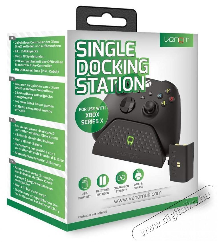 Venom VS2880 Xbox Series X & S fekete t&ouml;ltő&aacute;llom&aacute;s + 1 db akkumul&aacute;tor Iroda &eacute;s sz&aacute;m&iacute;t&aacute;stechnika - J&aacute;t&eacute;k konzol - Kieg&eacute;sz&iacute;tő - 394388