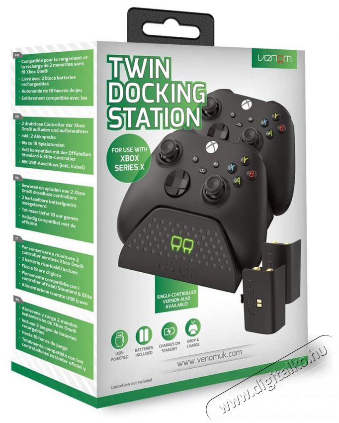 Venom VS2881 Xbox Series X & S fekete dupla t&ouml;ltő&aacute;llom&aacute;s + 2 db akkumul&aacute;tor Iroda &eacute;s sz&aacute;m&iacute;t&aacute;stechnika - J&aacute;t&eacute;k konzol - Kieg&eacute;sz&iacute;tő - 394387
