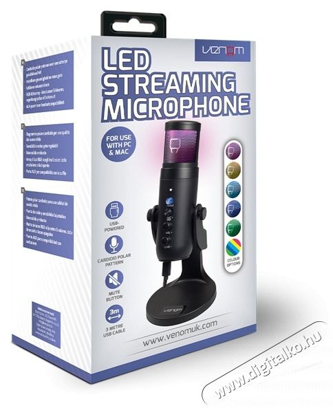 Venom LED RGB Streamer Mikrofon, VS2868 Fot&oacute;-Vide&oacute; kieg&eacute;sz&iacute;tők - Mikrofon - &Eacute;nek &eacute;s hangszer mikrofon - 481847
