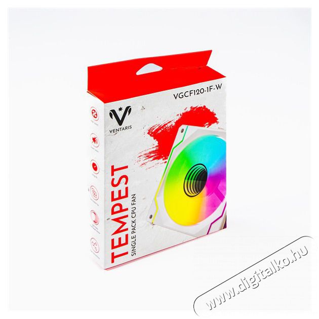 VENTARIS VGCF120-1F-W Tempest RGB sz&aacute;m&iacute;t&oacute;g&eacute;p ventil&aacute;tor feh&eacute;r Iroda &eacute;s sz&aacute;m&iacute;t&aacute;stechnika - Sz&aacute;m&iacute;t&oacute;g&eacute;p tartoz&eacute;k - Ventil&aacute;tor - 508305