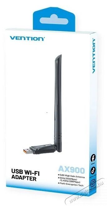 Vention AX900 USB Wi-Fi Dual Band Network Adapter With High Gain Antenna, Black Iroda &eacute;s sz&aacute;m&iacute;t&aacute;stechnika - H&aacute;l&oacute;zat - H&aacute;l&oacute;zati kieg&eacute;sz&iacute;tő - 532829