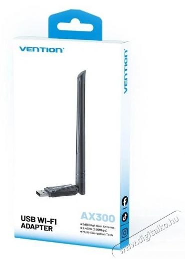 Vention AX300 USB Wi-Fi Single Band Adapter With High Gain Antenna, Black Iroda &eacute;s sz&aacute;m&iacute;t&aacute;stechnika - H&aacute;l&oacute;zat - H&aacute;l&oacute;zati kieg&eacute;sz&iacute;tő - 535844