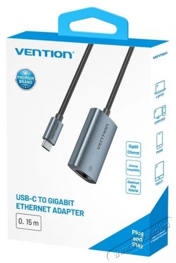 Vention USB-C to Gigabit Ethernet Adapter 0.15M Gray Aluminum Alloy Type H&aacute;ztart&aacute;s / Otthon / K&uuml;lt&eacute;r - Vil&aacute;g&iacute;t&aacute;s / elektromoss&aacute;g - H&aacute;l&oacute;zati eloszt&oacute; / hosszabb&iacute;t&oacute; / adapter - 535841