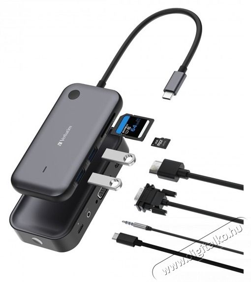 VERBATIM 32146 Share my Screen WDA-01 fekete/sz&uuml;rke vezet&eacute;k n&eacute;lk&uuml;li kijelző adapter + HUB Iroda &eacute;s sz&aacute;m&iacute;t&aacute;stechnika - Notebook kieg&eacute;sz&iacute;tő - USB hub / eloszt&oacute; - 507638