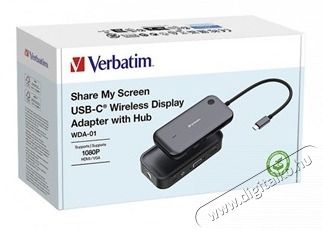 VERBATIM 32146 Share my Screen WDA-01 fekete/sz&uuml;rke vezet&eacute;k n&eacute;lk&uuml;li kijelző adapter + HUB Iroda &eacute;s sz&aacute;m&iacute;t&aacute;stechnika - Notebook kieg&eacute;sz&iacute;tő - USB hub / eloszt&oacute; - 507638