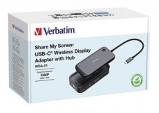 VERBATIM 32146 Share my Screen WDA-01 fekete/sz&uuml;rke vezet&eacute;k n&eacute;lk&uuml;li kijelző adapter + HUB Iroda &eacute;s sz&aacute;m&iacute;t&aacute;stechnika - Notebook kieg&eacute;sz&iacute;tő - USB hub / eloszt&oacute; - 507638