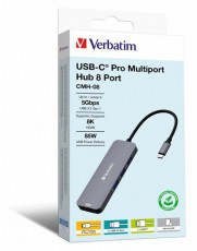 VERBATIM 32151 USB-C Pro Multiport CMH-08 8in1 ez&uuml;st HUB Iroda &eacute;s sz&aacute;m&iacute;t&aacute;stechnika - Notebook kieg&eacute;sz&iacute;tő - USB hub / eloszt&oacute; - 507640