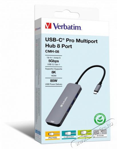 VERBATIM 32151 USB-C Pro Multiport CMH-08 8in1 ez&uuml;st HUB Iroda &eacute;s sz&aacute;m&iacute;t&aacute;stechnika - Notebook kieg&eacute;sz&iacute;tő - USB hub / eloszt&oacute; - 507640