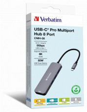VERBATIM 32151 USB-C Pro Multiport CMH-08 8in1 ez&uuml;st HUB Iroda &eacute;s sz&aacute;m&iacute;t&aacute;stechnika - Notebook kieg&eacute;sz&iacute;tő - USB hub / eloszt&oacute; - 507640