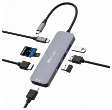 VERBATIM 32151 USB-C Pro Multiport CMH-08 8in1 ez&uuml;st HUB Iroda &eacute;s sz&aacute;m&iacute;t&aacute;stechnika - Notebook kieg&eacute;sz&iacute;tő - USB hub / eloszt&oacute; - 507640