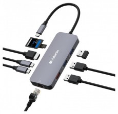VERBATIM 32152 USB-C Pro Multiport CMH-09 9in1 ez&uuml;st HUB Iroda &eacute;s sz&aacute;m&iacute;t&aacute;stechnika - Notebook kieg&eacute;sz&iacute;tő - USB hub / eloszt&oacute; - 507641