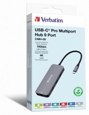 VERBATIM 32152 USB-C Pro Multiport CMH-09 9in1 ez&uuml;st HUB Iroda &eacute;s sz&aacute;m&iacute;t&aacute;stechnika - Notebook kieg&eacute;sz&iacute;tő - USB hub / eloszt&oacute; - 507641