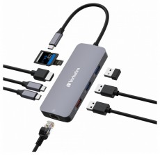 VERBATIM 32152 USB-C Pro Multiport CMH-09 9in1 ez&uuml;st HUB Iroda &eacute;s sz&aacute;m&iacute;t&aacute;stechnika - Notebook kieg&eacute;sz&iacute;tő - USB hub / eloszt&oacute; - 507641