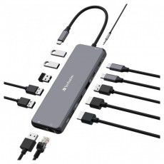 VERBATIM 32153 USB-C Pro Multiport CMH-13 13in1 ez&uuml;st HUB Iroda &eacute;s sz&aacute;m&iacute;t&aacute;stechnika - Notebook kieg&eacute;sz&iacute;tő - USB hub / eloszt&oacute; - 507642