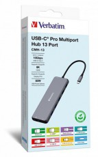 VERBATIM 32153 USB-C Pro Multiport CMH-13 13in1 ez&uuml;st HUB Iroda &eacute;s sz&aacute;m&iacute;t&aacute;stechnika - Notebook kieg&eacute;sz&iacute;tő - USB hub / eloszt&oacute; - 507642