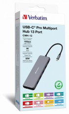VERBATIM 32153 USB-C Pro Multiport CMH-13 13in1 ez&uuml;st HUB Iroda &eacute;s sz&aacute;m&iacute;t&aacute;stechnika - Notebook kieg&eacute;sz&iacute;tő - USB hub / eloszt&oacute; - 507642