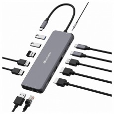 VERBATIM 32153 USB-C Pro Multiport CMH-13 13in1 ez&uuml;st HUB Iroda &eacute;s sz&aacute;m&iacute;t&aacute;stechnika - Notebook kieg&eacute;sz&iacute;tő - USB hub / eloszt&oacute; - 507642