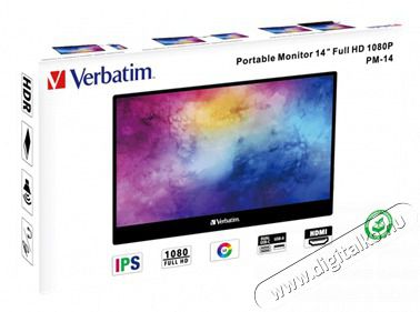 VERBATIM 49590 14 PM-14 FHD IPS HDMI/USB-C fekete monitor Iroda &eacute;s sz&aacute;m&iacute;t&aacute;stechnika - Monitor - &Eacute;rintők&eacute;pernyős monitor - 507921
