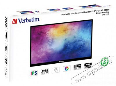 VERBATIM 49592 15,6 PMT-15 FHD IPS HDMI/USB-C fekete f&eacute;m bor&iacute;t&aacute;s&uacute; &eacute;rintők&eacute;pernyős monitor Iroda &eacute;s sz&aacute;m&iacute;t&aacute;stechnika - Monitor - &Eacute;rintők&eacute;pernyős monitor - 507922
