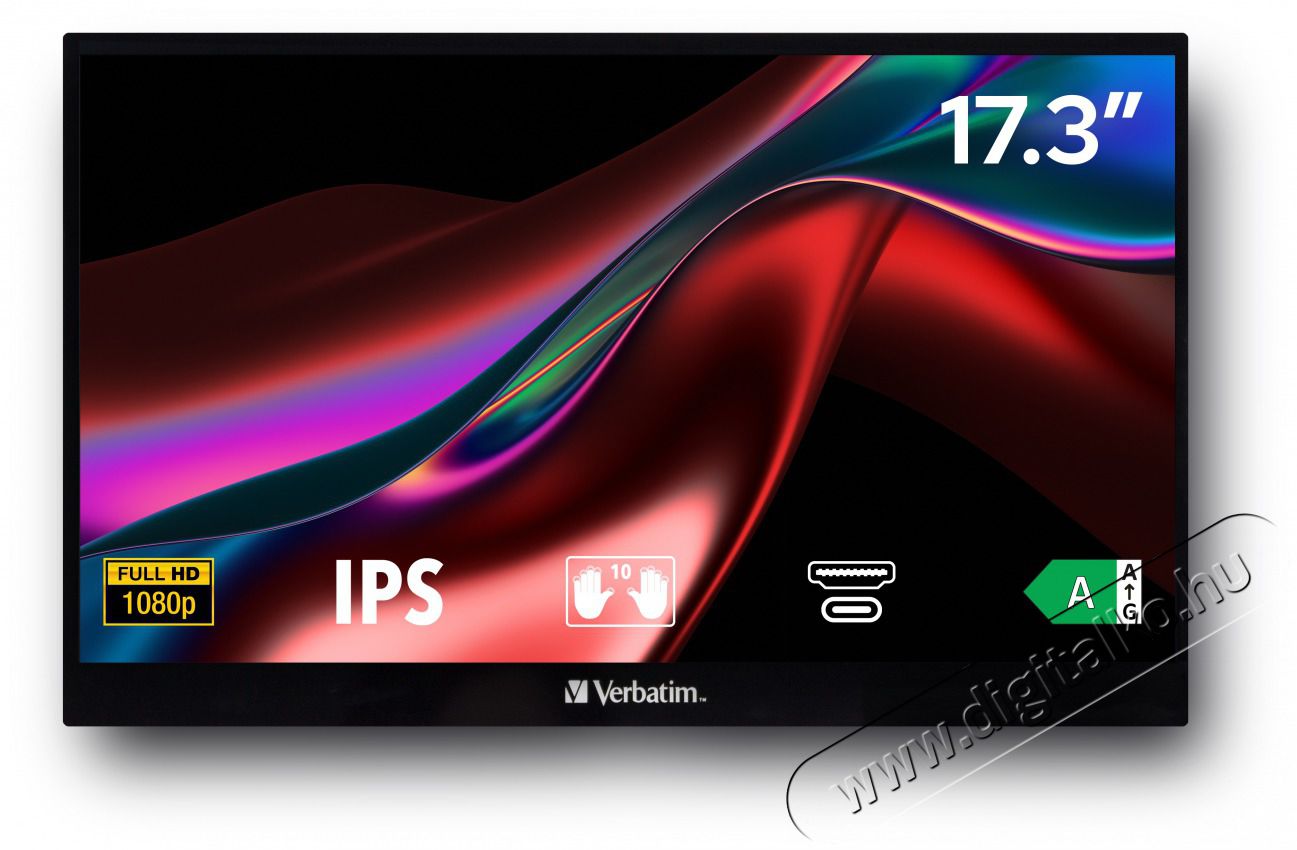 VERBATIM 49593 17,3 PMT-17 FHD IPS HDMI/USB-C fekete f&eacute;m bor&iacute;t&aacute;s&uacute; &eacute;rintők&eacute;pernyős monitor Iroda &eacute;s sz&aacute;m&iacute;t&aacute;stechnika - Monitor - &Eacute;rintők&eacute;pernyős monitor - 507923